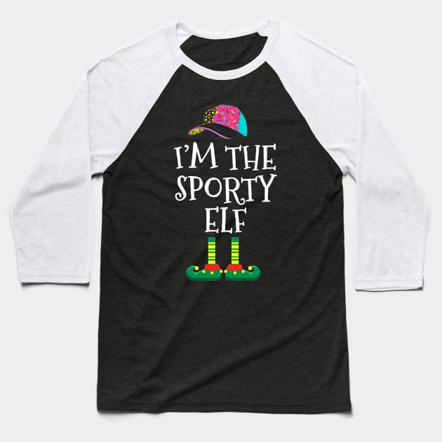 I am Sporty Elf Funny  Family Christmas Baseball T-Shirt by TeeAaron